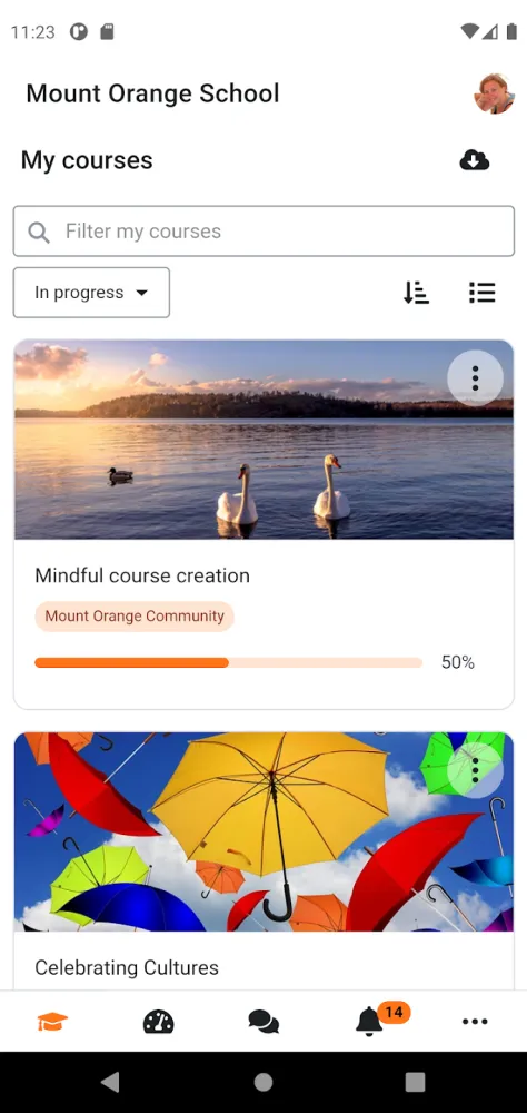 Captura de la aplicación Moodle