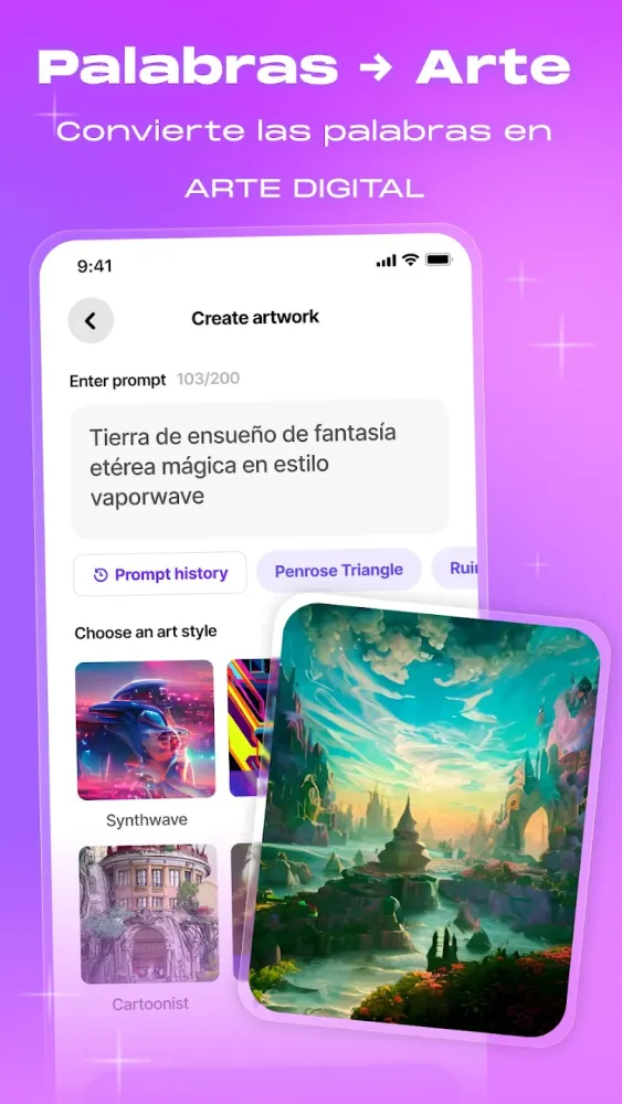 Captura de la aplicación WOMBO Dream