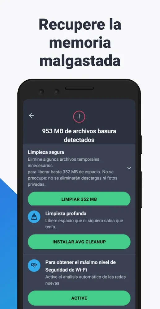 Captura de la aplicación AVG Antivirus y Seguridad