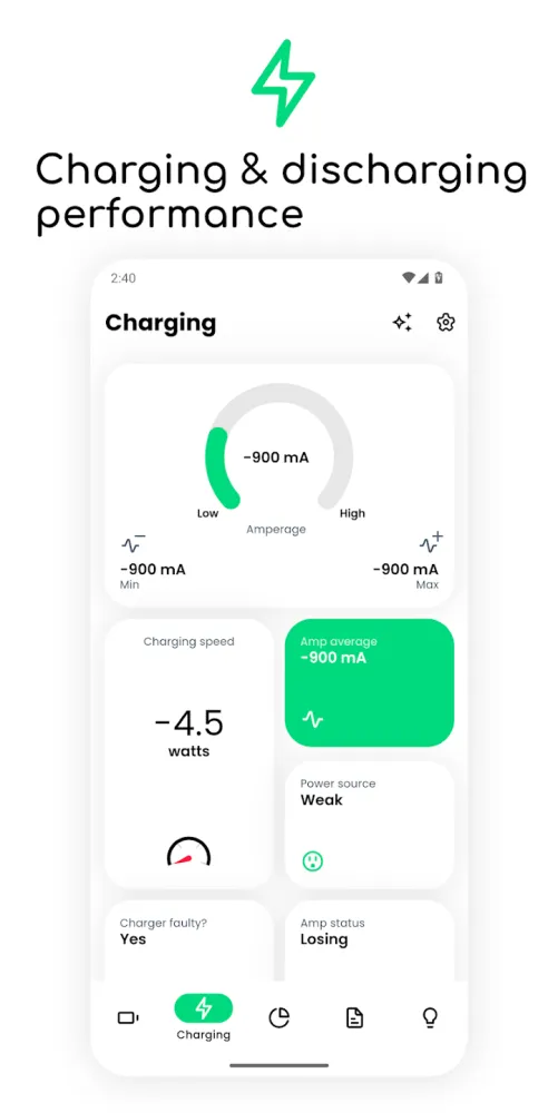 Captura de la aplicación Electron: battery health info