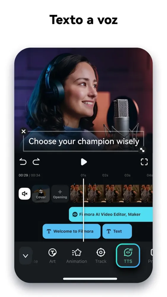 Captura de la aplicación Filmora