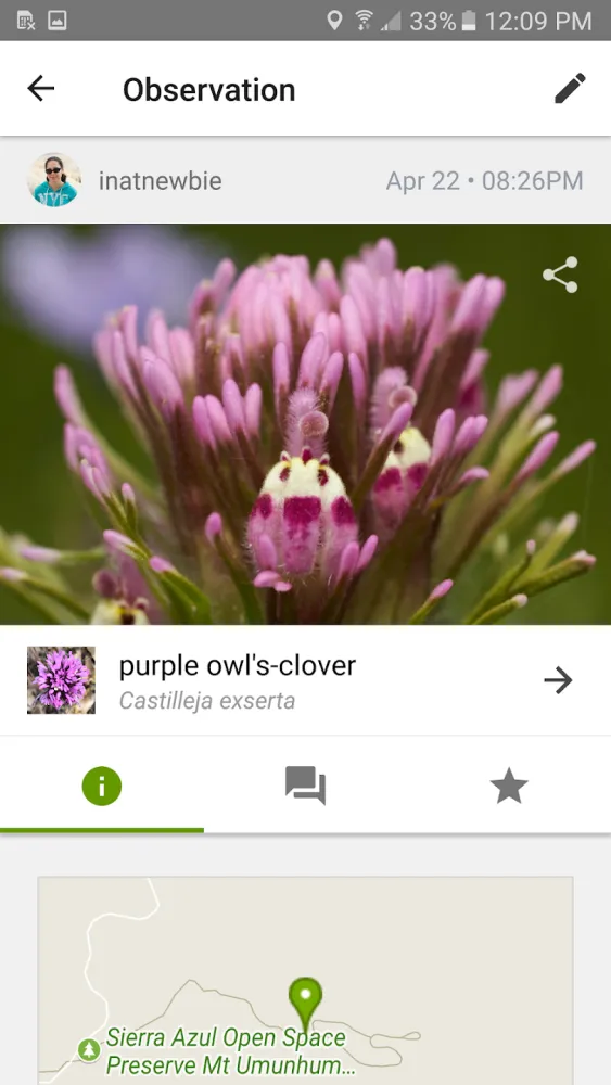 Captura de la aplicación iNaturalist 