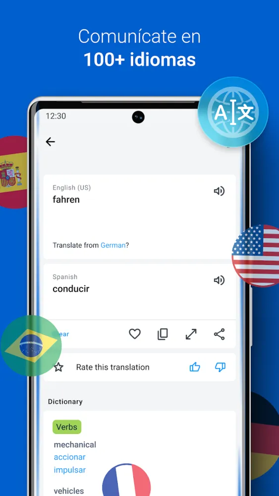 Captura de la aplicación iTranslate
