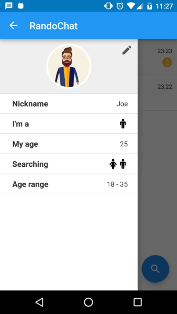 Captura de la aplicación RandoChat