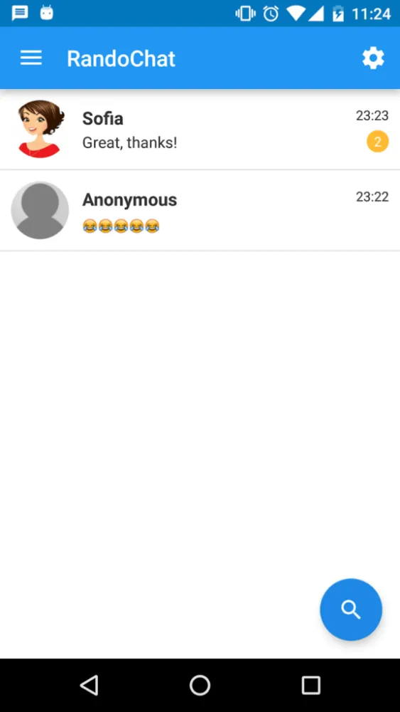 Captura de la aplicación RandoChat