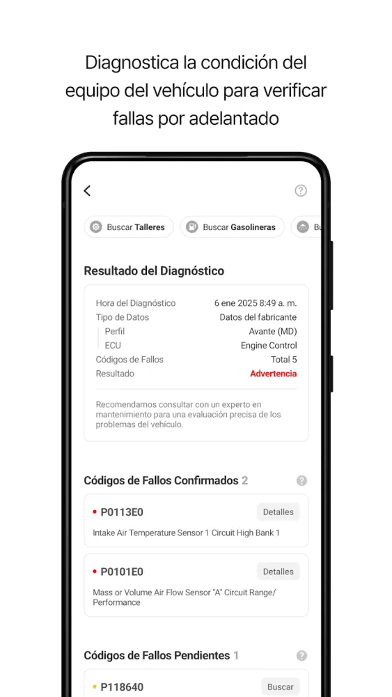 Captura de la aplicación Infocar