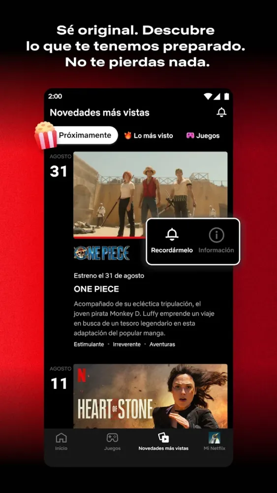 Captura de la aplicación Netflix