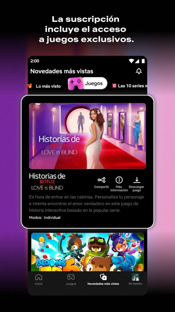 Captura de la aplicación Netflix