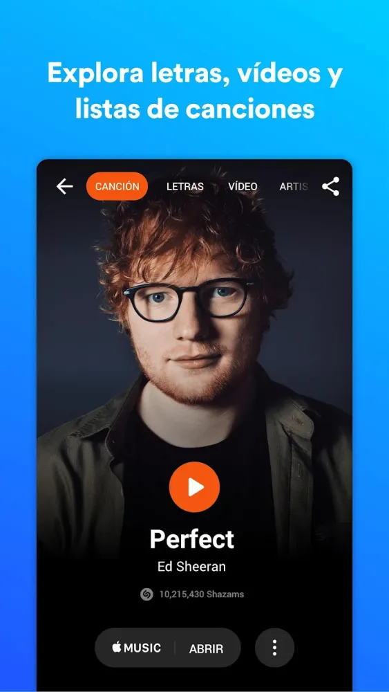 Captura de la aplicación Shazam
