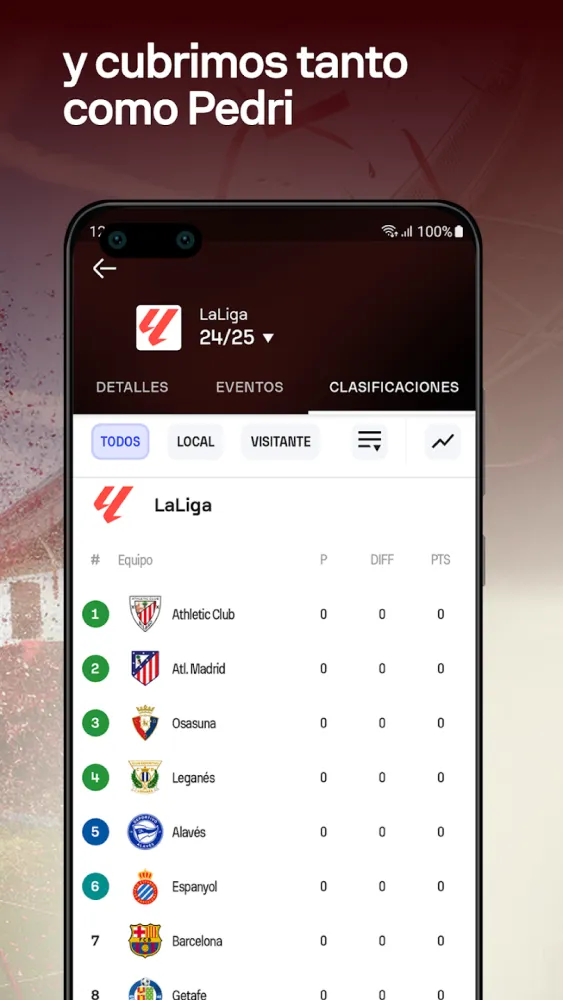 Captura de la aplicación Sofascore
