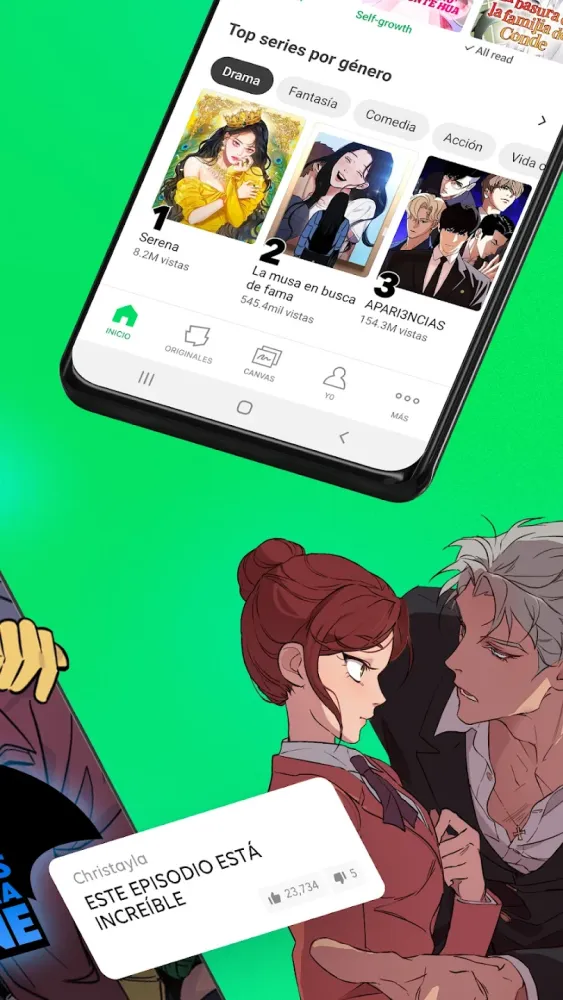 Captura de la aplicación WEBTOON