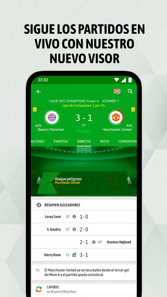 Captura de la aplicación BeSoccer