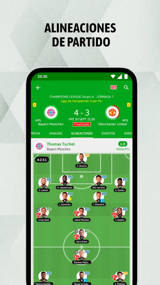 Captura de la aplicación BeSoccer