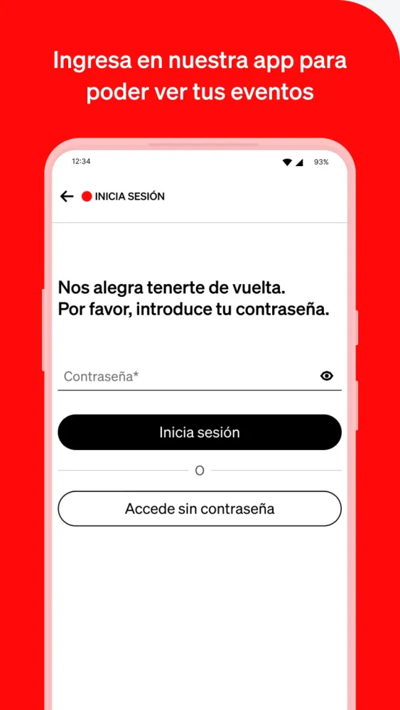 Captura de la aplicación Enterticket