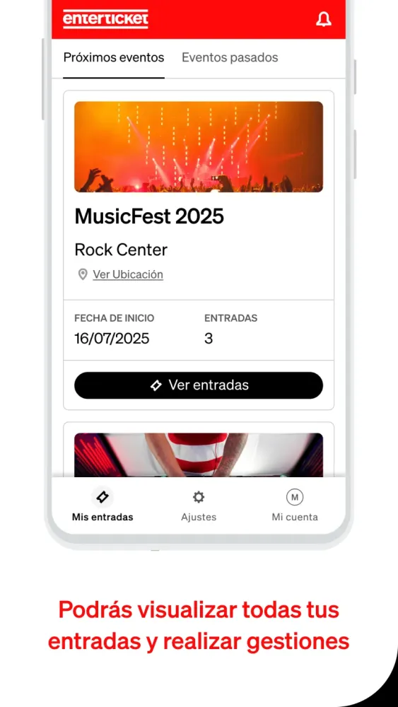 Captura de la aplicación Enterticket