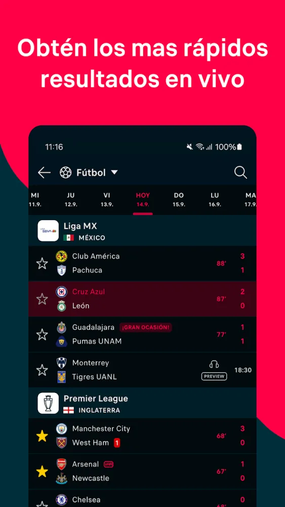 Captura de la aplicación Flashscore