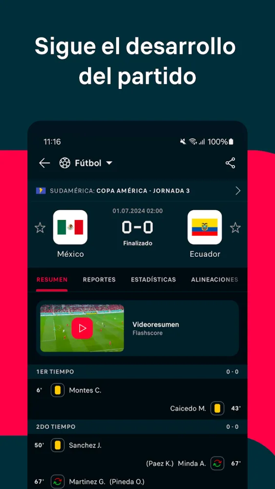 Captura de la aplicación Flashscore