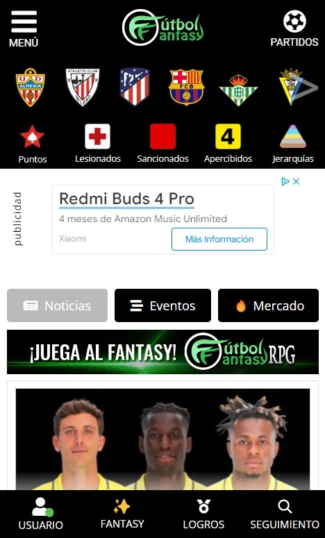 Captura de la aplicación FútbolFantasy: Juega y mantente informado
