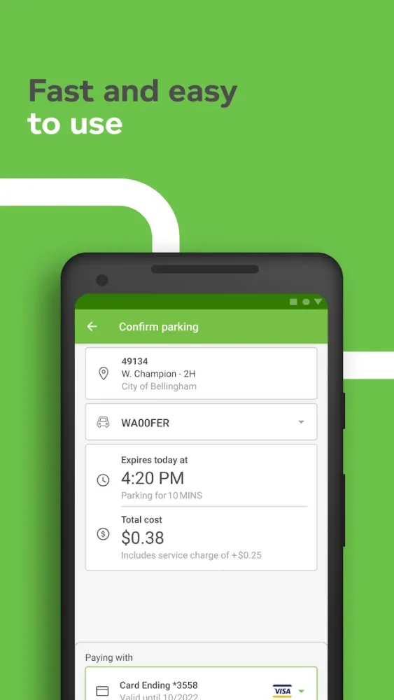 Captura de la aplicación PayByPhone