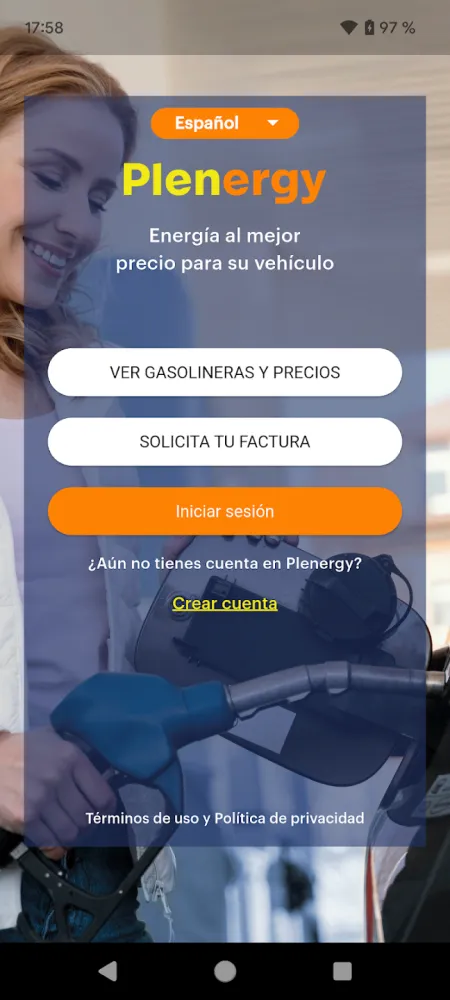 Captura de la aplicación Plenergy