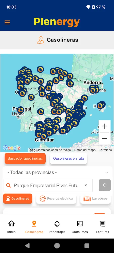 Captura de la aplicación Plenergy