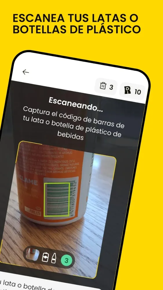 Captura de la aplicación RECICLOS